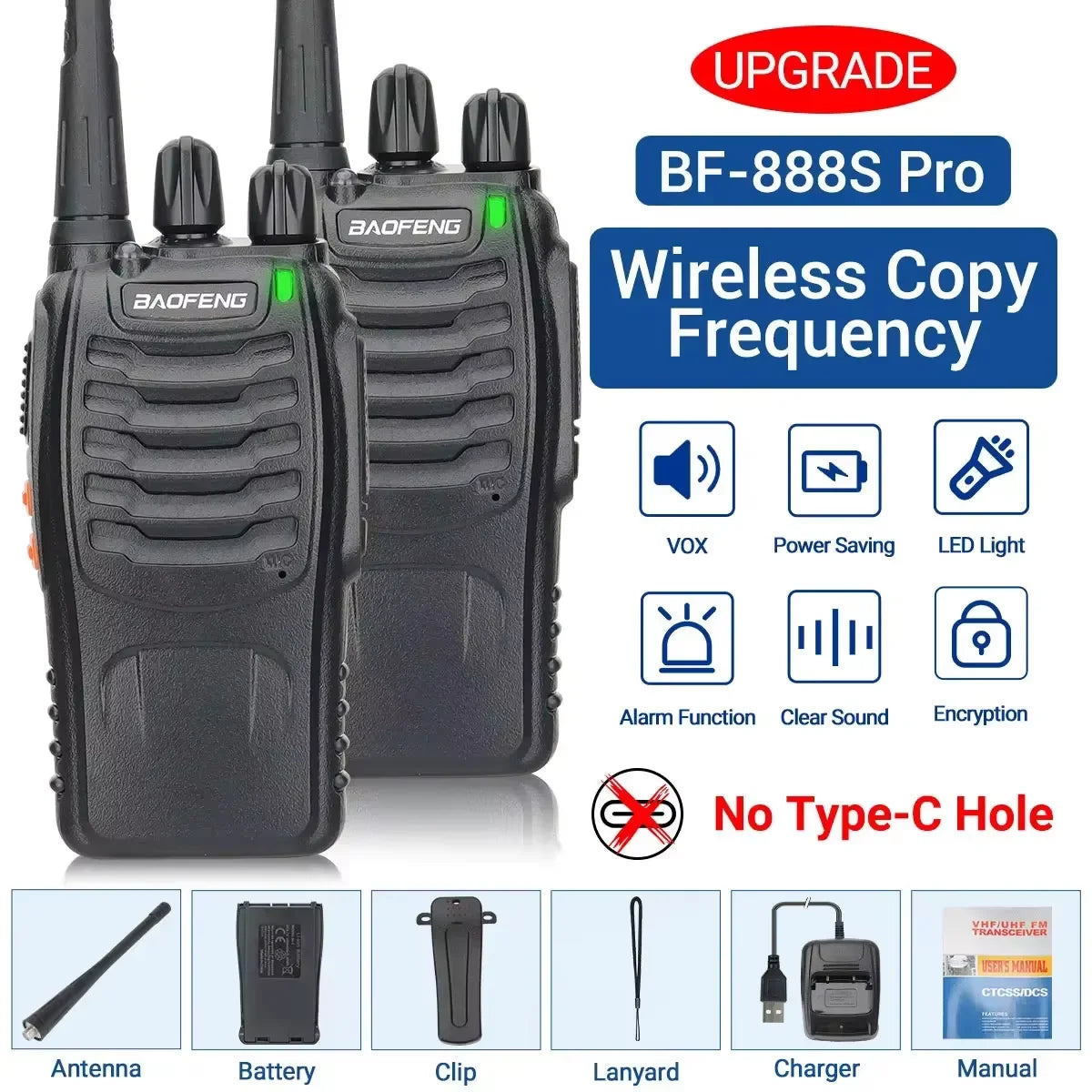 2x Walkie Talkie Baofeng BF-88E Long Range 400-470MHz Two Way Radio