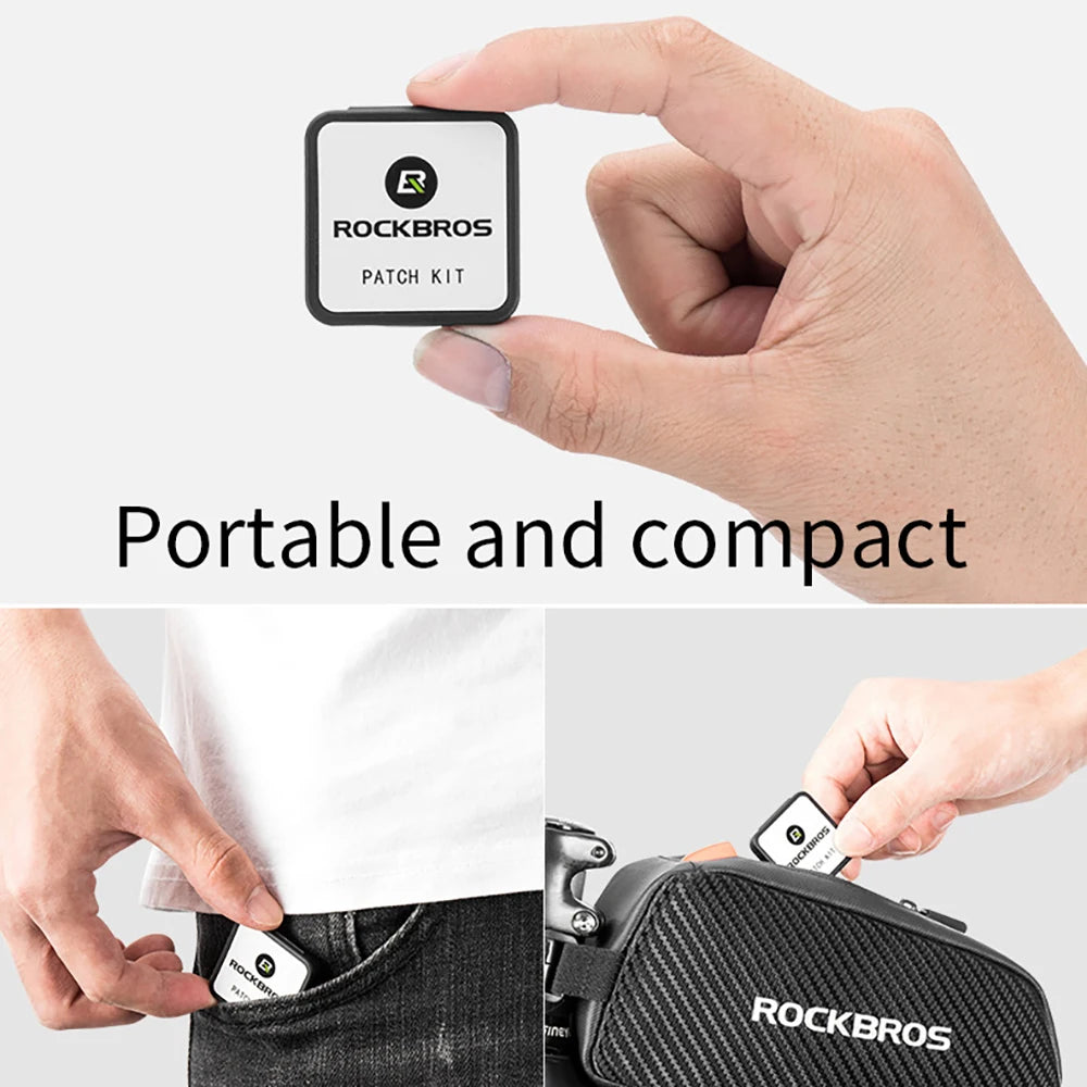 ROCKBROS Bike Tire Repair Kit Glue-Free Puncture Patch Tool Set Portable