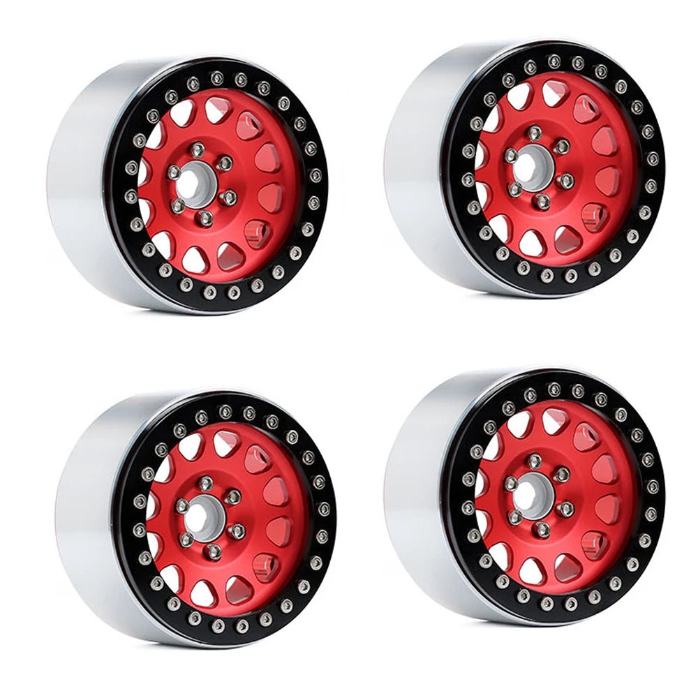 4pcs 2.2 Beadlock Wheels & Rubber Tires Set for 1/10 RC Crawler TRX4 SCX10 D90