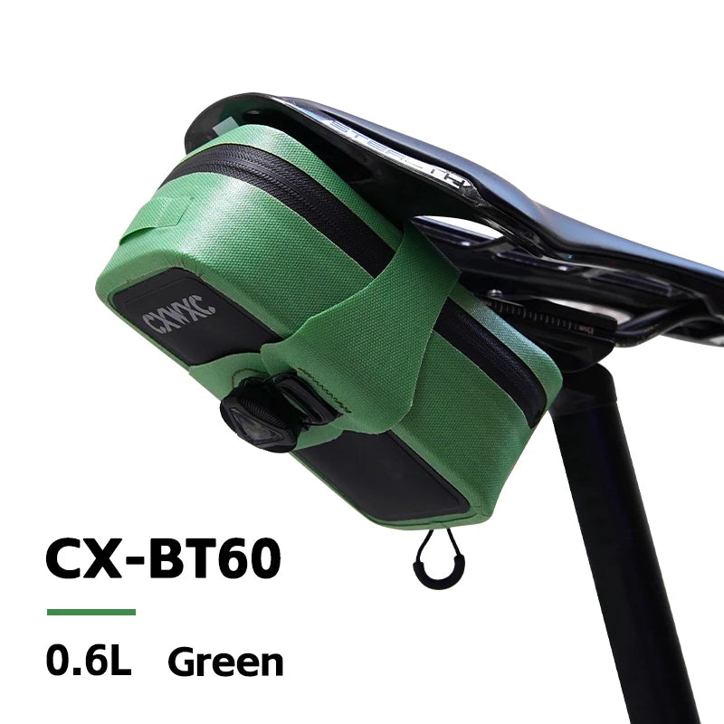 Waterproof Bike Saddle Bag CXWXC 0.6L TPU Hard Shell BOA Tail Pouch