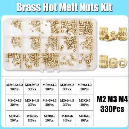 M2–M8 Brass Heat Insert Nut Set for 3D Print Hot Melt Threaded Embed