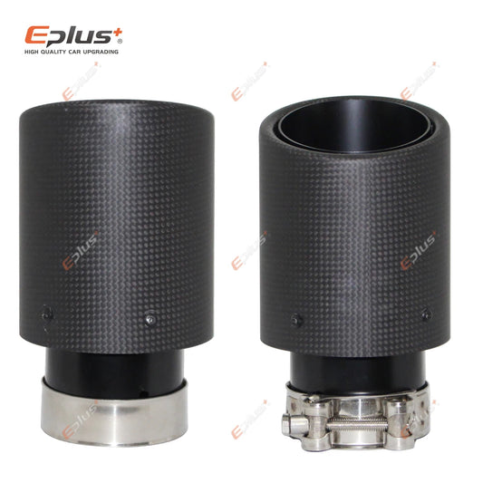 Matte Carbon Fiber Exhaust Tip Black Stainless Crimped Universal Muffler