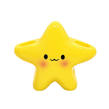 Cute Star-shaped Toothbrush Holder Freestanding Bathroom Organizer Storage