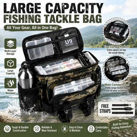 Fishing Tackle Bag Waterproof Shoulder Rod Storage Gear Outdoor 40cm