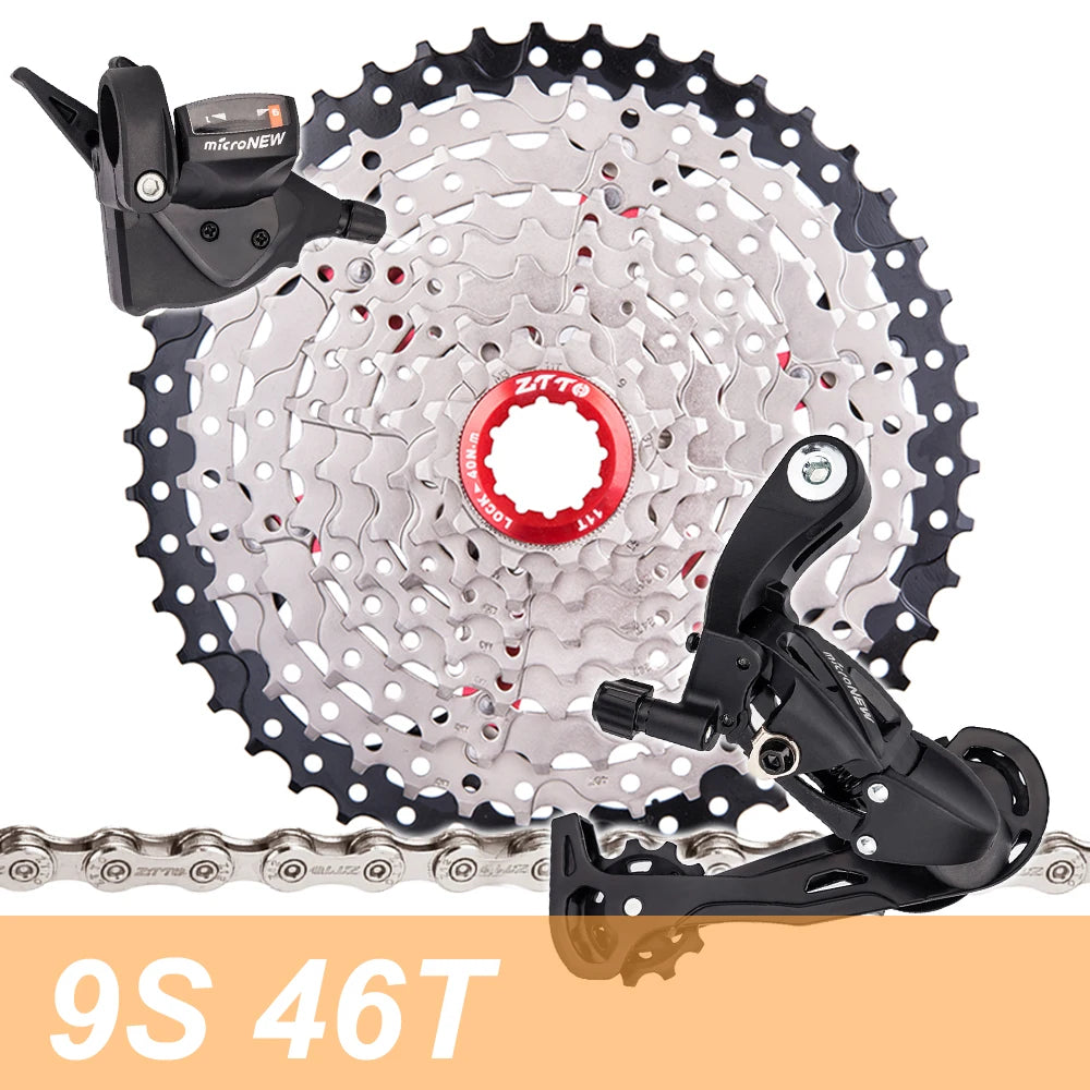 Mountain Bike Chain 9 Speed Bicycle Groupset Shifter Derailleur HG Hub