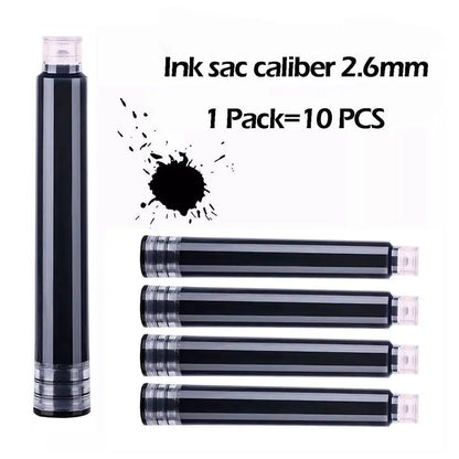 1-100Pcs Retro Metal Fountain Pen Replaceable Ink Elegant Writing Supplies