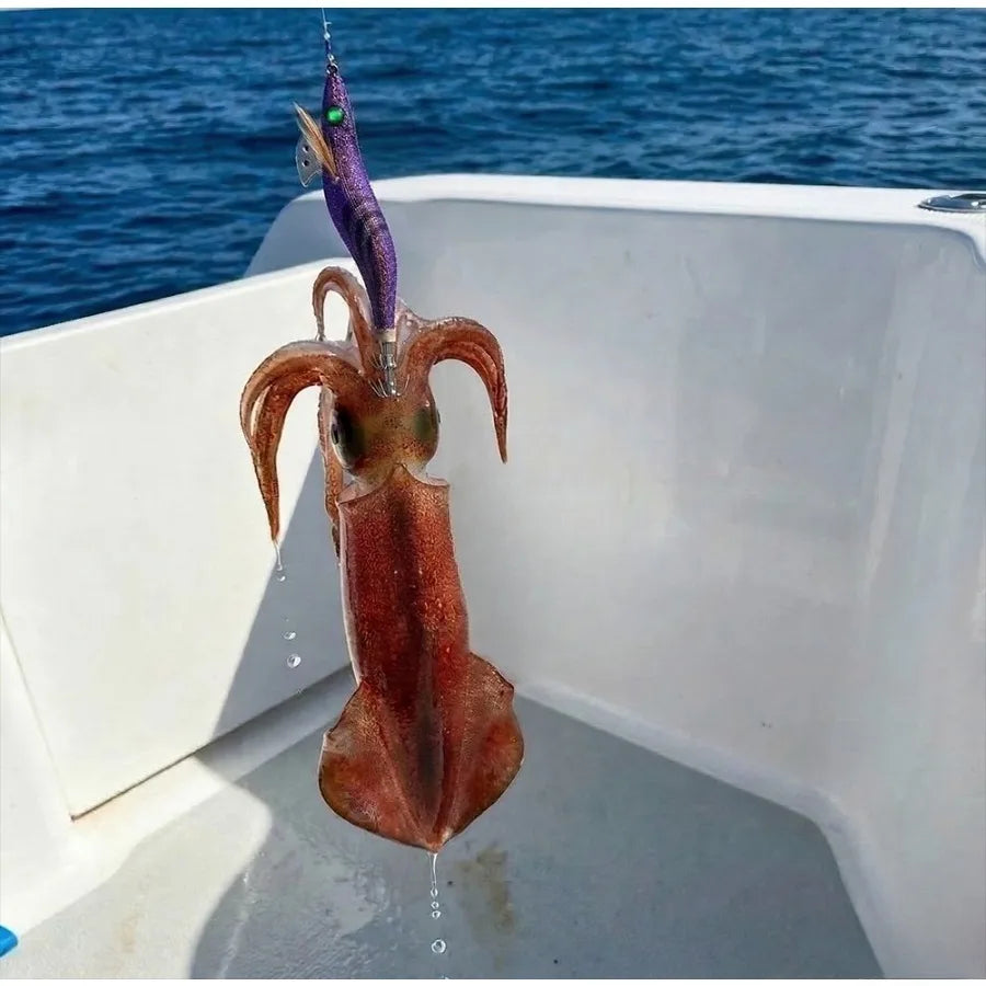2pcs Shrimp Jig Lure 13cm Luminous Squid Octopus Saltwater Fishing Hooks