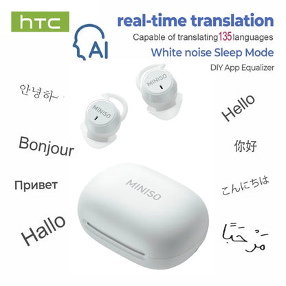 Miniso Ai Translator Bluetooth 6.0 TWS Earbuds Wireless Headphones