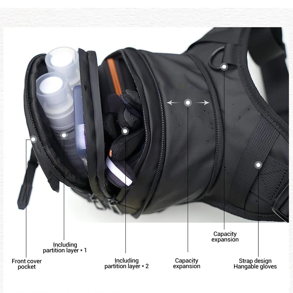 DUHAN Multi-Function Motorcycle Drop Leg Bag Hip Bum Motorcycle Bag Outdoor Waist Bag Motorbike Riding Chest Bag