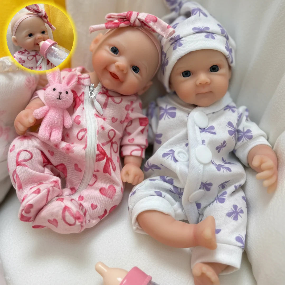 20cm Mini Silicone Reborn Girl Doll Waterproof Painted Skin Flexible Body