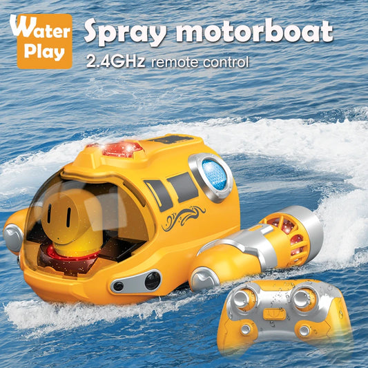 2.4GHz Remote Control Motorboat Waterproof Spray Swimming Pool Bathing RC Steamboat Toys For Boys And Girls Children's Gift-EXPROTAS