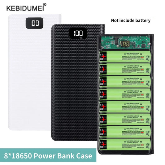 DIY 8x18650 Battery Power Bank Case Dual USB Type-C QC3.0 Fast Charge Storage