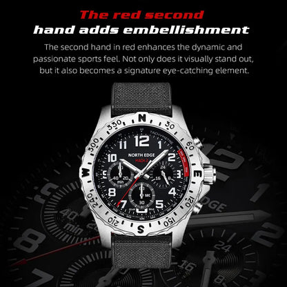 NORTH EDGE 2025 MACH 2 Men's Watches Solar Power 316 stainless steel Case Quartz Watch For Men Pilot Waterproof 50M Stopwatch-EXPROTAS