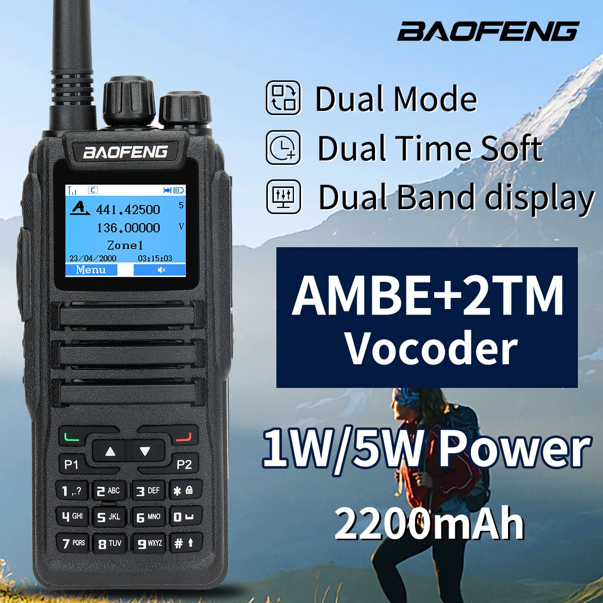 Baofeng DMR DM 1701 Digital Walkie Talkie Dual Mode Analog Two Way Radio Open GD77 Dual Time Slot Tier 1+2 Ham Radio DR 1801-EXPROTAS