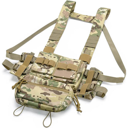 MOLLE Chest Rig Dangler Pouch Camo Vest Tactical Hunting Airsoft Training Bag