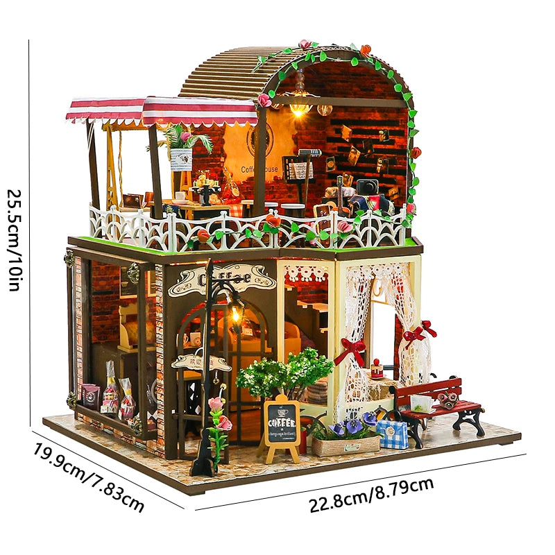 Wooden DIY Mini Dollhouse 3D Puzzle Room Kit with Furniture Birthday Gift - EXPROTAS
