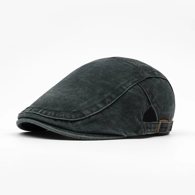 Men's Flat Cap Newsboy Gatsby Retro Driving Hat Washed Denim Outdoor