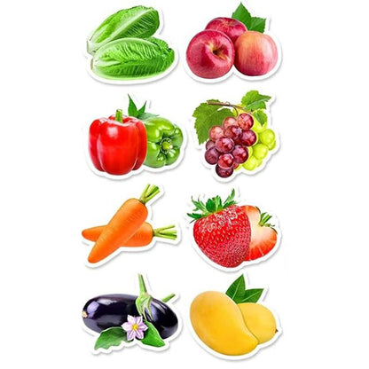 500Pcs Colorful Fruits Vegetables Stickers for Party Baking Scrapbooking