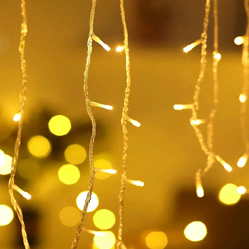 3.5-40M LED Icicle String Lights Christmas Curtain Fairy Lights Garland Remote Outdoor For New Year Wedding Street Holiday Decor-EXPROTAS