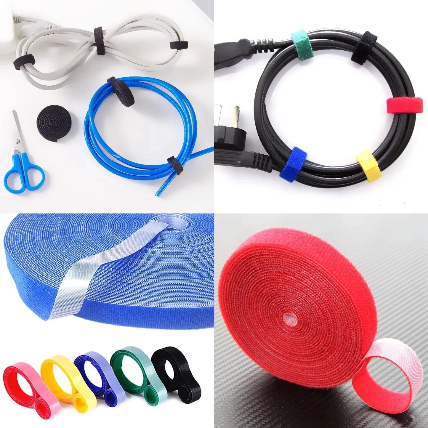 1/5M Cable Organizer Wire Management Winder Tape Cord Ties For iPhone Samsung