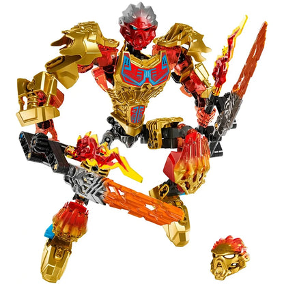 Superheroes Bionicle Golden Mask Robot Mecha Building Blocks Bricks Boys Toys