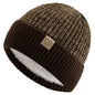Unisex Two-tone Winter Hats Fur Lined Warm Beanie Cap for Men Women