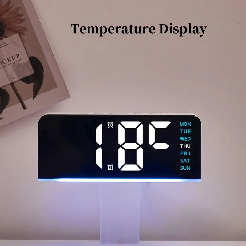 Mood Light Digital Alarm Clock USB LED Snooze Temperature Display 12/24H