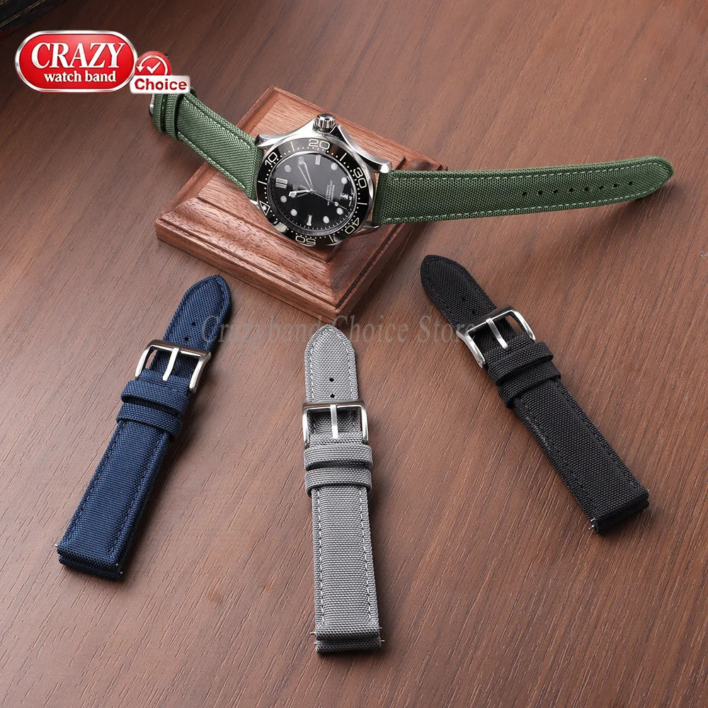 Watch Strap 20mm 22mm Nylon Quick Release Sailcloth Band for Men