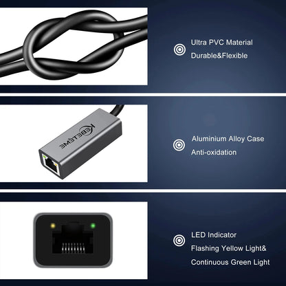 USB Ethernet Adapter 1000Mbps RJ45 Network Card for PC MacBook