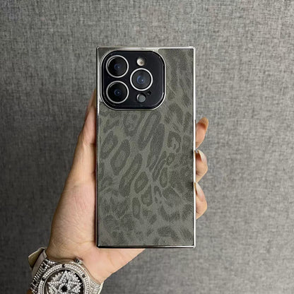 Leopard Pattern Matte Armour Case for iPhone 13-17 Air Pro Max Lens Cover