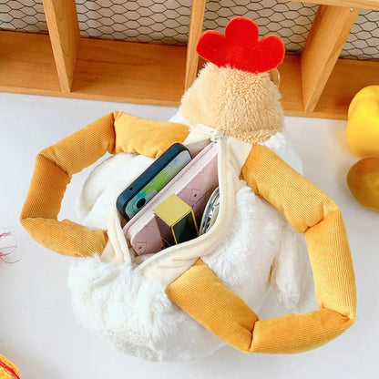 Fur Chicken Plush Bag Funny Ugly Hen Shape Handbag Satchel Purse for Women