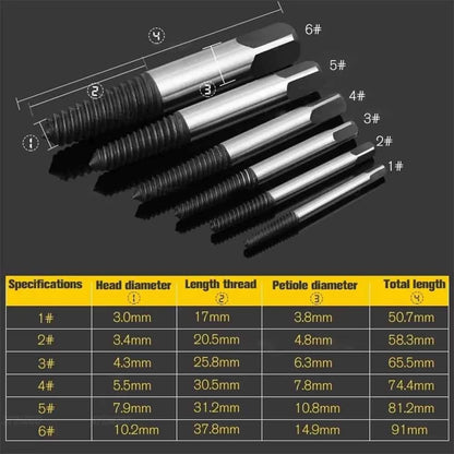 5/6Pcs Drill Bits Screw Extractor Remover Broken Damaged Easy Out Tool