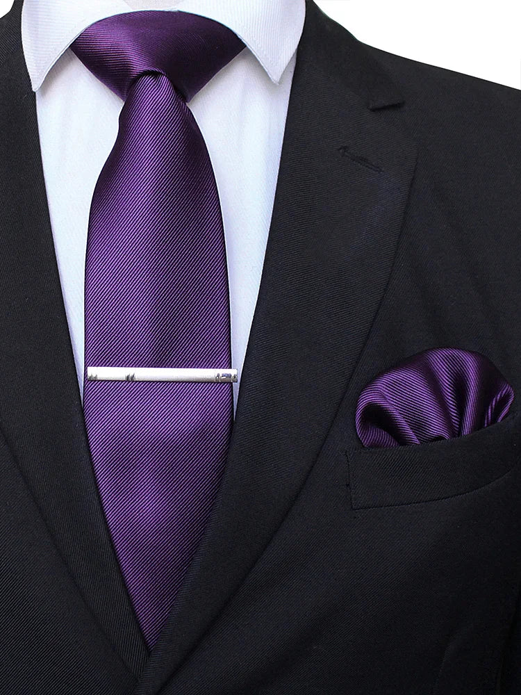 Suits Necktie Clip 8cm Mens Slim Solid Classic Wedding Party Ties