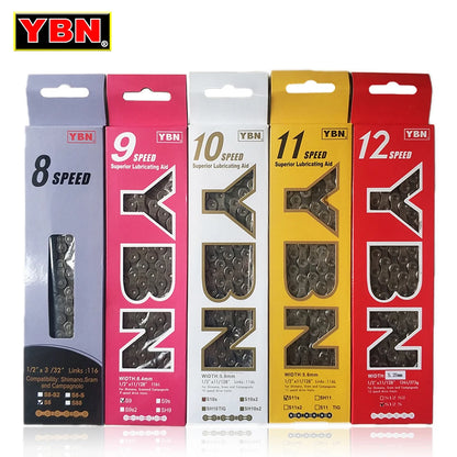 YBN Bike Chain 8–12 Speed MTB Road 116/126 Links Compatible Shimano XT - EXPROTAS