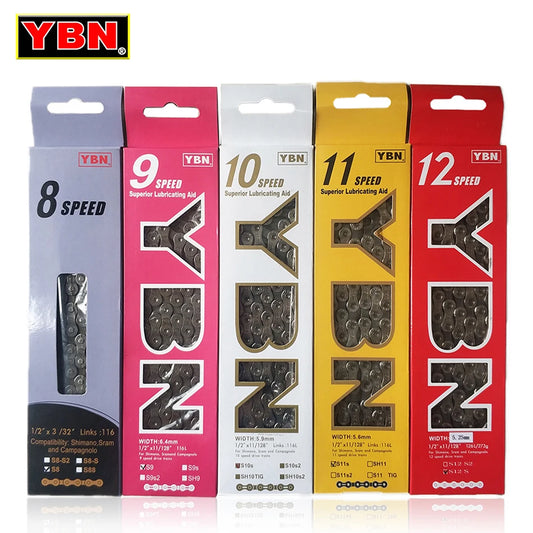 YBN Bike Chain 8–12 Speed MTB Road 116/126 Links Compatible Shimano XT - EXPROTAS