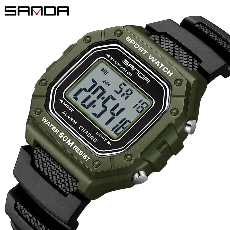 SANDA 2156 Fashion Mens Watch Military Water Resistant Sport Watches Army Big Dial Led Digital Wristwatches Stopwatches For Male-EXPROTAS