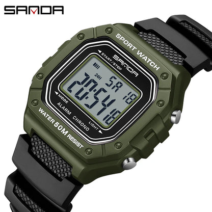 SANDA 2156 Fashion Mens Watch Military Water Resistant Sport Watches Army Big Dial Led Digital Wristwatches Stopwatches For Male-EXPROTAS