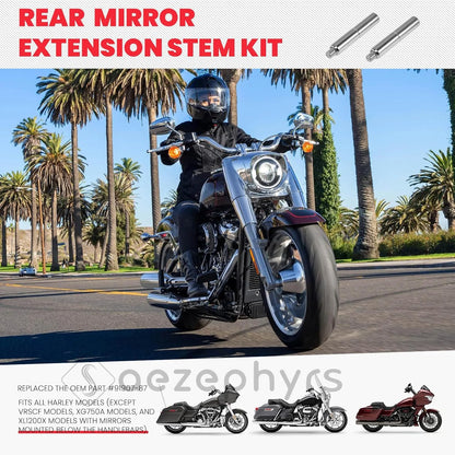 Chrome Rear View Mirror Extension Adapter for Harley Motorcycles 883