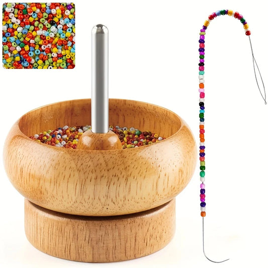 Bead Spinner For Jewelry Making Wooden DIY Fast Manual Craft Device