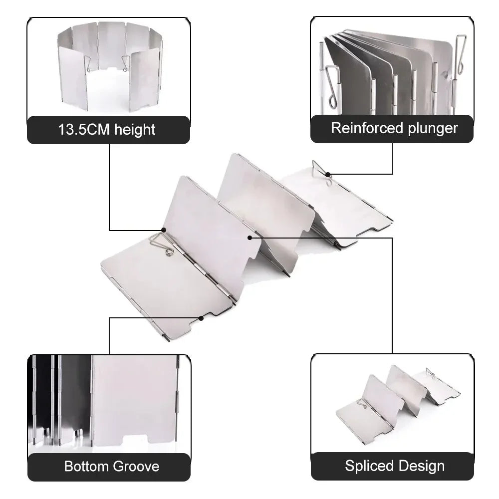 Camping Stove Wind Shield Foldable Gas Burner Outdoor Cooking Screen