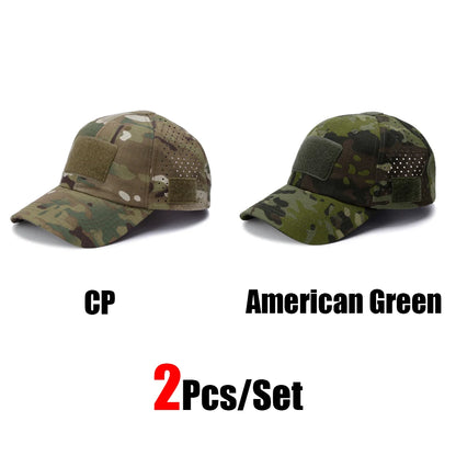 2Pcs Camouflage Baseball Cap Breathable Sun Hat Outdoor Hunting Fishing