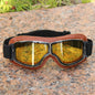 Vintage Motorcycle Leather Goggles Folding Cruiser Motocross Riding Safety Glasses