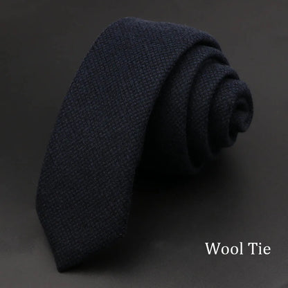 Men Necktie Wool Slim Brown Handmade Casual Ties Accessories