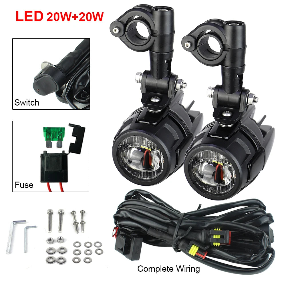 Auxiliary Lights LED Spot Driving Fog Lights for R1200GS F800GS K1600 Universal Motorcycle 40W 6000K Fog Lamps-EXPROTAS