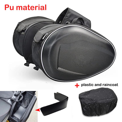 Motorcycle Saddle Bag Waterproof Riding Travel Bag with Rain Cover One Pair Short Eye-Catching Design for Motorbike Helmet