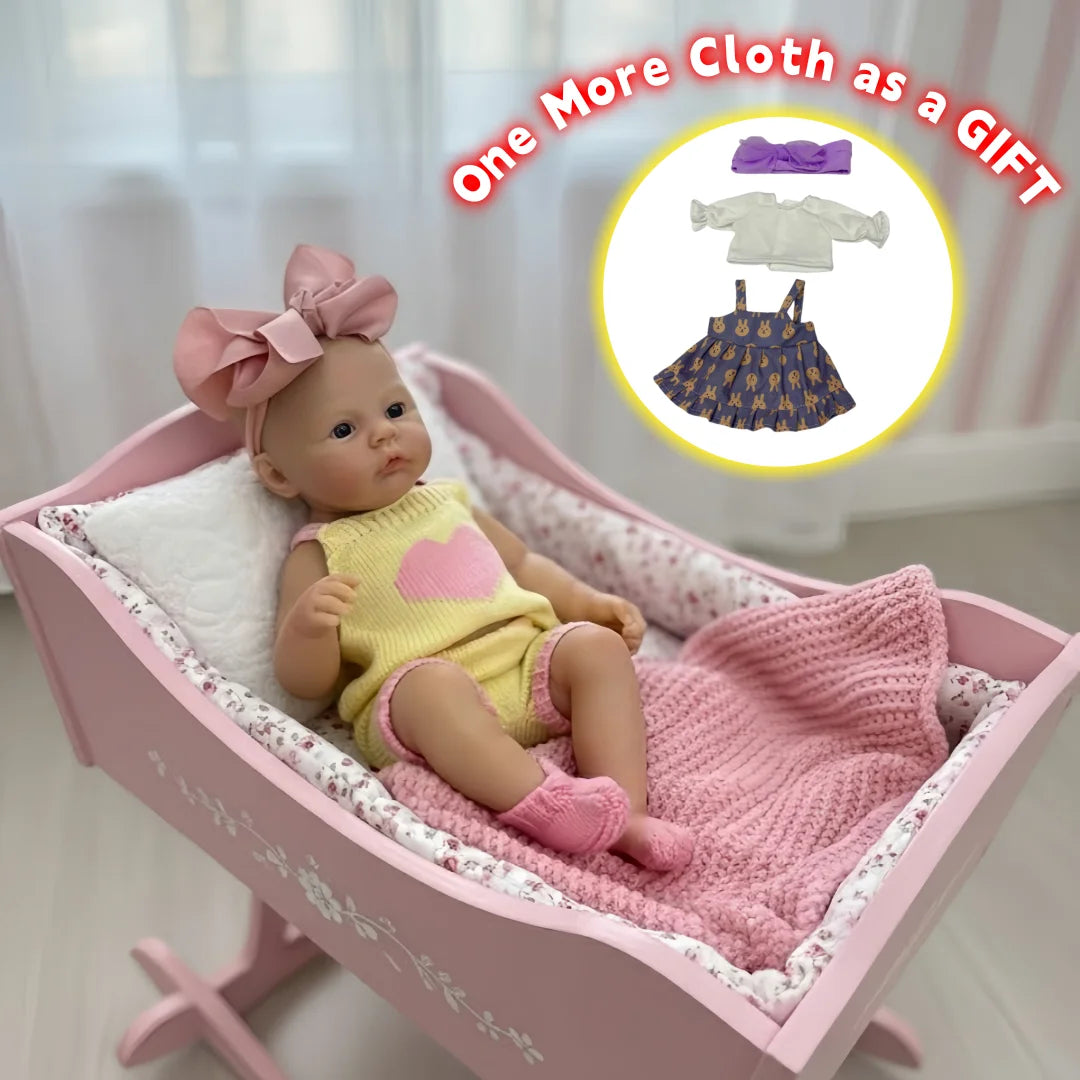 25cm Meadow Silicone Reborn Girl Doll Open Mouth Washable Painted 2 Outfits