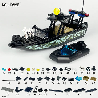 SWAT Sea Python Speedboat Assault Boat Building Blocks Military Brick Toy Set