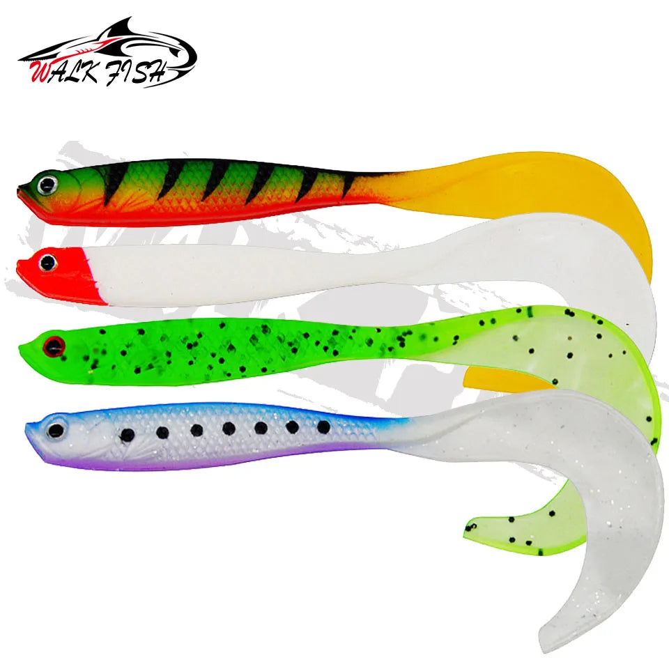 4PCS Fishing Lure Jigging Soft Baits 12.5cm 5.5g Hooks for Bass Pike