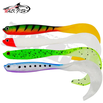 4PCS Fishing Lure Jigging Soft Baits 12.5cm 5.5g Hooks for Bass Pike