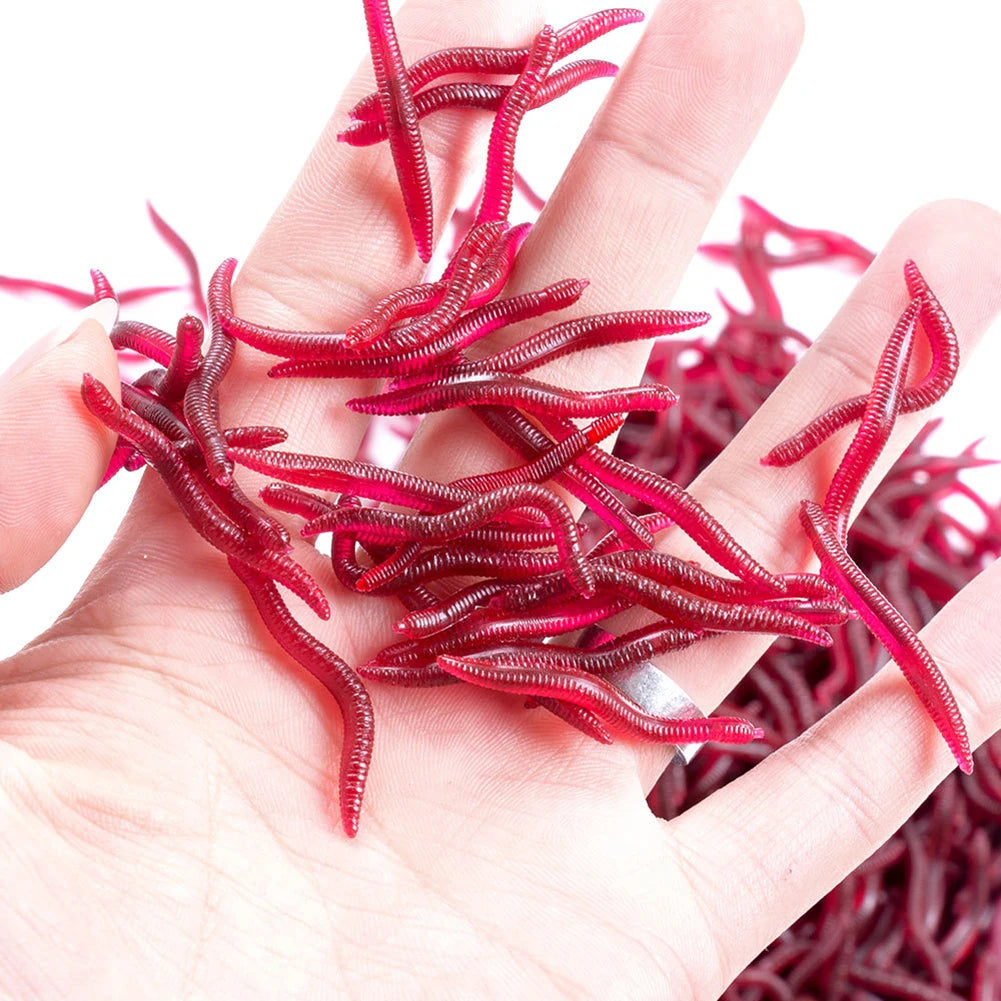 50Pcs Fishing Lures Soft Baits Artificial Worms 8cm Trout Tackle